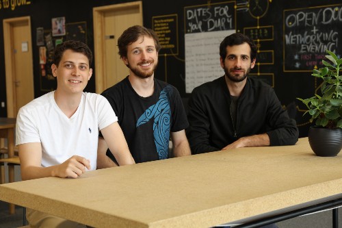 University of Bristol alumni Kostas Karachalios, Dimitris Nikolaidis and Kevin Driscoll-Lind.